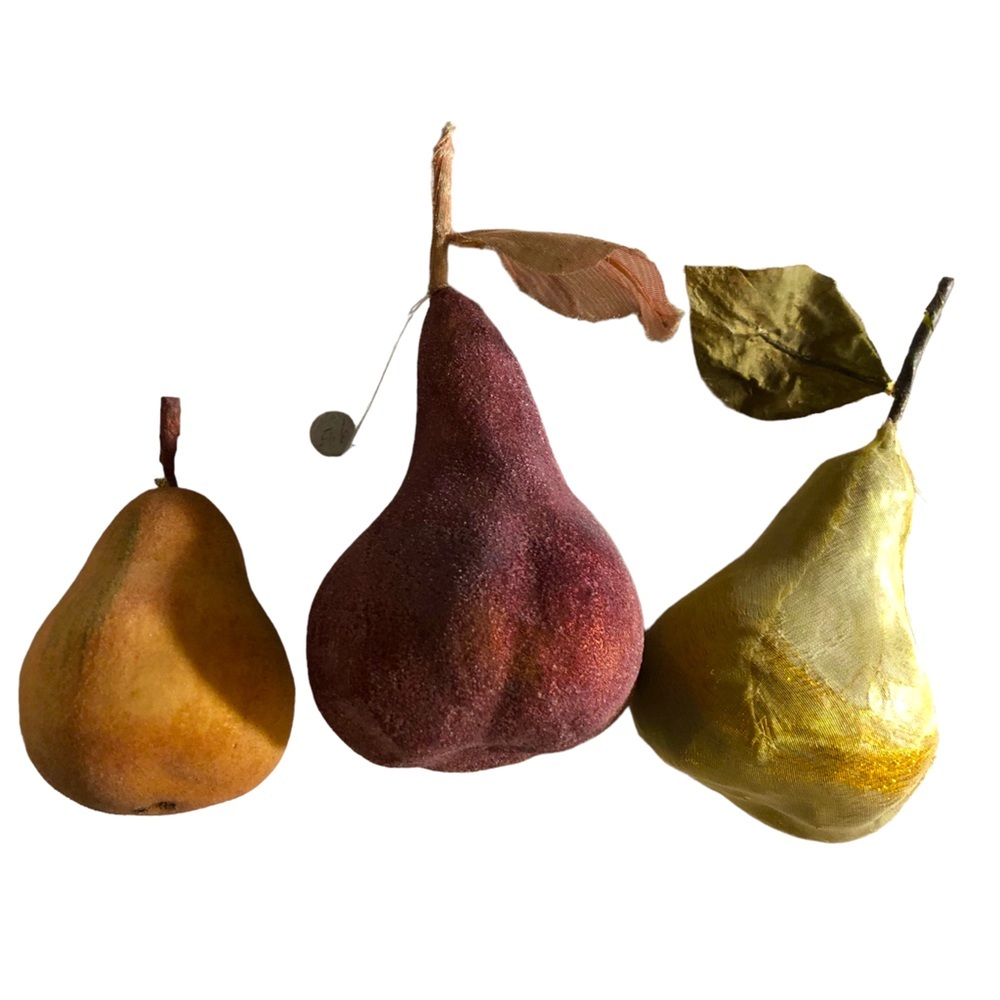 Fruit Ornament Set Orange Purple Green Pear Christmas Holiday Fall Harvest Decor